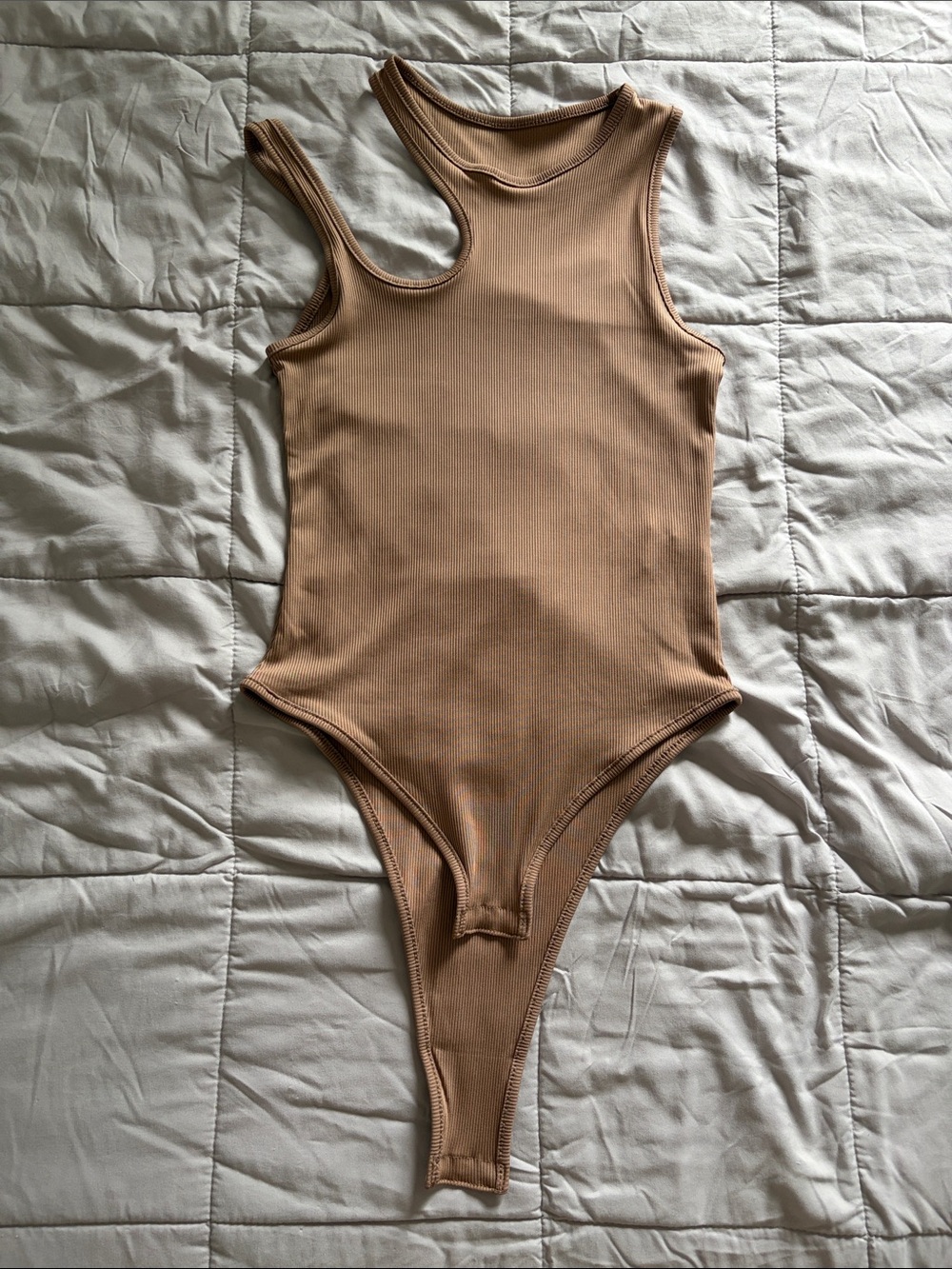 Kids Sleeveless One-Piece Bodysuit in Tan